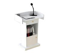 Modern Portable Lectern - 48.8in Wood Podium with Spacious Design Ideal for Churches Schools and Events - Stylish Floor Stand for Presentations and Speeches