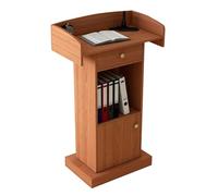 Modern Portable Lectern with Open Storage & Drawer - Simple Podium Stand for Churches Schools & Events - Versatile Laptop Desk & Pulpit for Easy Use
