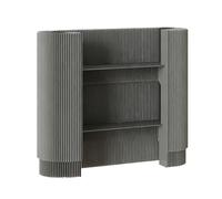 Modern Portable Reception Desk - Foldable Checkout Stand with 2 Moveable Shelves Grey Front Desk Counter for Retail Tradeshow and Display Use