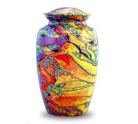 Modern Print Urn - Colorful Cremation Urn for Ashes - Handcrafted Tie Dye Urn - Funeral and Memorial Cremation Urn for Human Ashes with Velvet Bag (Large)