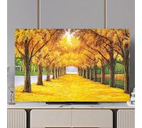 Modern Printed Fabric TV Dust Cover Indoor Universal Elastic Protector Screen for LCD/LED Desktop, Hanging, Curved Living Room Art Decoration-landscape||75inch