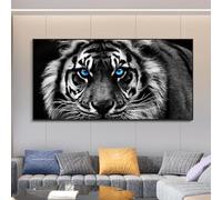 Modern Prints Canvas Art Black and White Tiger Head Painting Wall Art Posters Animal Art Picture Decor 50x100cm Frameless