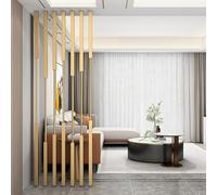 Modern Privacy Screen Wall Divider Partition, Space Separator Pole for Living Room Studio Apartment, 5/8 pcs Gold Metal Iron Slats Paravent, Customizable Size(5pcs-C,180cm/71in/5.9ft)