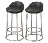 Modern PU Leather Bar Stools Set of 2 29" Counter Height with Back Stylish Metal Frame & Footrest Perfect for Kitchen Island Dining Room Home BarBlack A