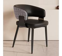 Modern PU Leather Dining Chair - Stylish Black Accent Side Chair with Metal Legs for Living Room Bedroom Restaurant Café - Comfortable & Chinese Style Design