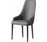Modern PU Leather Dining Chairs High Back Cushioned Soft Seat Sturdy Carbon Steel Legs Dark Grey Stylish & Comfortable for Dining Room or Kitchen
