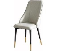 Modern PU Leather Dining Chairs High Back Soft Padded Seat Stable Carbon Steel Legs Elegant Light Grey with Gold Accents Comfortable for Dining Room Kitchen and Home Use