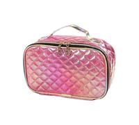 Modern PU Leather Makeup Storage Solution with Lattice Pattern Stylish Travel Toiletry Bag Cosmetic Case Makeup Bag