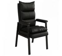 Modern PU Leather Office Chair with Lumbar Support & Padded Armrests Slish Accent Chair for Home Living Room Bedroom & Reading (Nero)