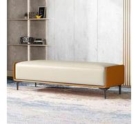 Modern PU Leather Ottoman Bench Triple-Layer High-Density Foam Entryway Shoe Bench Stylish End of Bed Seating for Living Room & Bedroom (B 100cm)