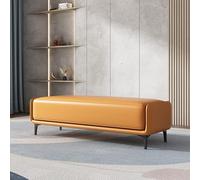 Modern PU Leather Ottoman Bench Triple-Layer High Density Foam Entryway Shoe Storage Versatile End of Bed Seating for Living Room & Bedroom (100cm)