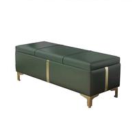 Modern PU Leather rage Bench Luxurious Foldable Shoe Bench for Living Room & Bedroom Upholstered Entryway Seating Green 35.4in/90cm