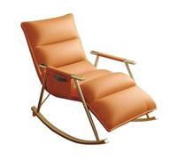 Modern PU Leather Recliner Chair with Adjustable Backrest Footrest, Ergonomic Lounge Rocking Chair, Storage Pocket