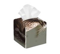Modern PU Leather Tissue Box Holder Square Otter Animal Tissue Box Cover Face Paper Holder for Bathroom, Kitchen, Nightstand, Office, Home Decor