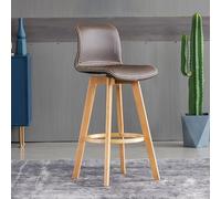 Modern PU Leather Upholstered Solid Wood Bar Stool with Back, Comfortable Seating for Kitchen Island and Counter