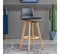 Modern PU Leather Upholstered Solid Wood Bar Stool with Back, Comfortable Seating for Kitchen Island and Counter