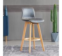 Modern PU Leather Upholstered Solid Wood Bar Stool with Back, Comfortable Seating for Kitchen Island and Counter