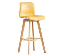 Modern PU Leather Upholstered Solid Wood Bar Stool with Back, Comfortable Seating for Kitchen Island and Counter