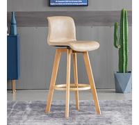 Modern PU Leather Upholstered Solid Wood Bar Stool with Back, Comfortable Seating for Kitchen Island and Counter