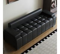 Modern PU Leather Waiting Room BenchSofa with Backrest & Armrest Versatile Upholstered Chair for Clinics Airports Hospitals Black 100cm/39in