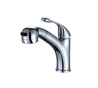 Modern Pull Down Bathroom Faucet, Single Hole Mixer Tap with Pull-Out Sprayer, Commercial Basin Sink Faucet for Vessel Sin, Includes Supply Hose