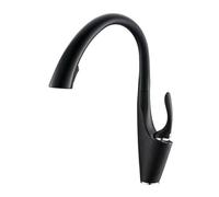 Modern Pull-Down Kitchen Faucet with Spray Head Hot & Cold Mixer Tap Deck-Mounted Sk Noir h for Contemporary Kitchens Easy Inllat & Design