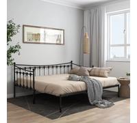 vidaXL Pull-out Sofa Bed Frame Black Metal for Day Sleeping Guest Sleepover