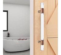 Modern Push Pull Bar Handle, Acrylic Clear Barn Door Handles for Bathroom, Double-Side Pull and Flush Hardware Set, 60/80/100/120/150 Cm Long H-Shape Bar, Easy Installati