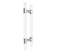 Modern Push Pull Bar Handle, Clear Glass Side Door Handle,Round Gate Handles Interior Exterior Door Hardware,Acrylic Push Bar Easy To Install Double-Sided Puller/D/86Cm/3,Sier-180Cm/70.8 inch