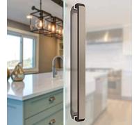 Modern Push Pull Bar Handle, Commercial Door Handle Pull, Heavy Duty Modern Barn Door Handle Push, Rectangle Flush Hardware Set, for Glass Door Wooden Door (Color : Black