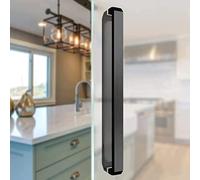 Modern Push Pull Bar Handle, Commercial Door Handle Pull, Heavy Duty Modern Barn Door Handle Push, Rectangle Flush Hardware Set, for Glass Door Wooden Door (Color : Black