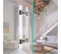 Modern Push Pull Bar Handle for Glass Doors, Durable Metal Design, Acrylic Crystal Sliding Handle for Bathrooms and Offices