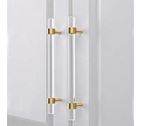 Modern Push Pull Bar Handle, Glass Door Handle Replacement Transparent Acrylic, Double Sided Door Handle Pull For Shower Sliding Door/Hotel Double Door/Barn Door, Patio Entry Doo,Gold-Long 60Cm/23.6