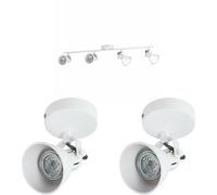 Quad Ceiling Spot Light & 2x Matching Wall Lights Matt White Adjustable Shade