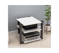 Modern Rack, AV Shelf, 3-Tier Audio-Video Console Stand for Home Theater, TV, DVD/CD Player Storage, Stylish White Finish, Perfect for Stereo Components