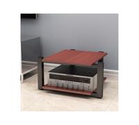 Modern Rack for Stereo Components, Wooden AV Media Stand, 2-Tier Audio Video Shelf, DVD/CD Player Console Holder for Home Theater, TV Stand (Rosso)