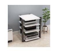 Modern Rack for Stereo Components - Wooden AV Media Stand, 4-Tier Audio Video Shelf, Stylish DVD/CD Player Console Holder for Home Theater, TV Stand (White)
