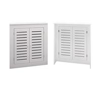 Modern Radiator Covers for Home Heating Cabinet Shelf with 2 Doors Mortise-and-Tenon Joint White Decorative Heating Cabinet for Concealing Manifold, Radiator, Piping(70x15x100cm)
