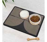 Modern Rainbow Easy Dog Food & Water Mat, Boho Vintage Pet Feeding Mat for Floor Non-Slip Waterproof, Super Absorbent Cat Bowl Mat, Easy to Clean Durable Pet Placemat,16" × 24"