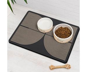 Modern Rainbow Easy Dog Food & Water Mat, Boho Vintage Pet Feeding Mat for Floor Non-Slip Waterproof, Super Absorbent Cat Bowl Mat, Easy to Clean Durable Pet Placemat,16" × 24"
