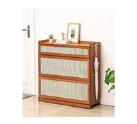 Modern Rattan Shoe Cabinet - Bamboo Entryway Free Standing Shoe Rack with Flip-Up Doors Space-Saving Storage for Closet Hallway & Bedroom (80x33x85cm) - Stylish & Design