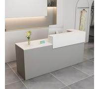 Modern Recept Desk with Der & Lockers 39 95" Front Counter Table for Salon Office Hotel Retail Store Slish White & Gray Left Corner Design (150x60x100cm)