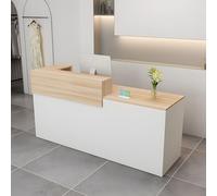 Modern Recept Desk with Der Sto 39 95" Front Counter Table for Salon Office Hotel Retail Stores Slish White & Wood h Right Corner Design (120×60×100cm)