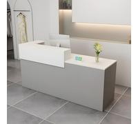 Modern Recept Desk with Der Sto 39 95" Front Counter Table for Salon Office Hotel & Retail White & Gray Right Corner Design 200×60×100cm