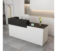 Modern Recept Desk with Der Sto & Lockers 39 95" Front Counter Table for Salon Office Hotel & Retail Slish Black & White Right Corner Design 140x60x100cm