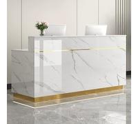 Modern Recept Desk with Lockable Der & Sto Cabinet, 120 x 60 cm, White & d, Sk Design for Office, Lobby, Business Use - & Functal