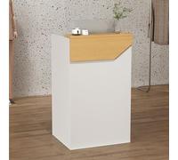 Modern Reception Counter Desk with Lockable Drawer Small Front Checkout Desk for Office Beauty Salon Lobby - Retail Counter with Cable Grommets (Natural 60cm/23.6in)