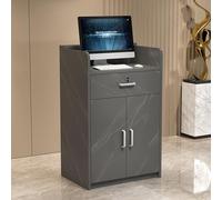 Modern Reception Counter Desk with Lockable Drawers - Stylish Checkout Counter for Salon Retail and Lobby - Front Desk Reception Table for Customer Service