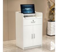 Modern Reception Counter Desk with Lockable DrawersStylish Retail Checkout Counter for Salon Lobby & ShopFront Desk Reception Table for Professional Use
