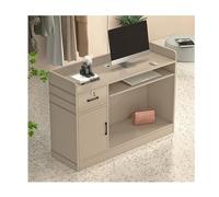 Modern Reception Counter Table with Cable Management - Retail Checkout Table for Salon Office Store Clinic Home - Light Brown 120cm (47.2in)